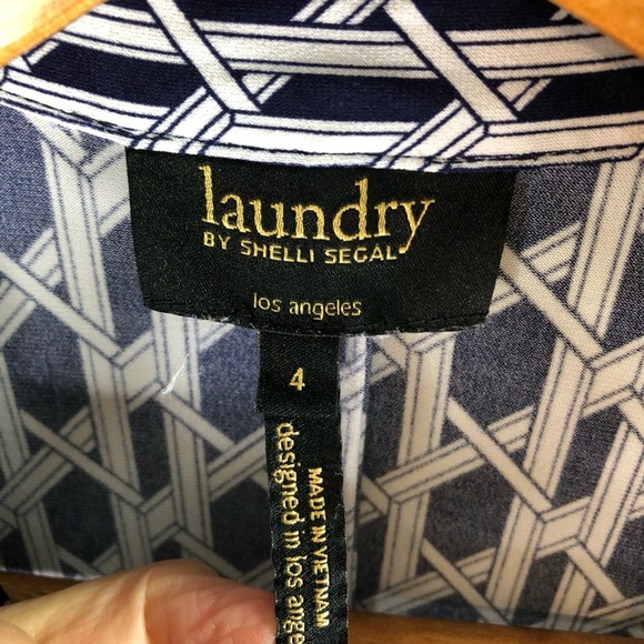 Laundry Shelli Segal Shirt Dress Sz 4 Geometric Print Jersey Knit Button Classic - Picture 8 of 8